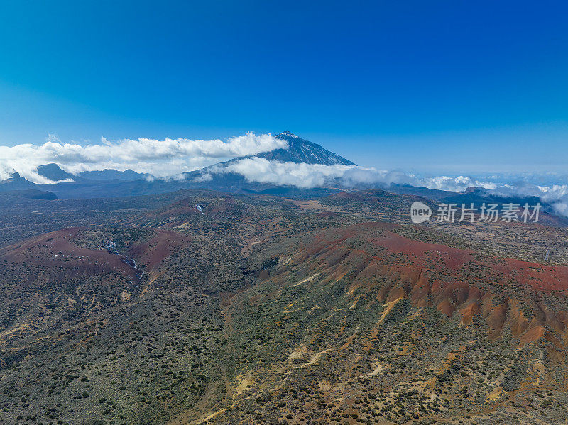 鸟瞰西班牙特内里费岛El Teide国家公园的休眠火山